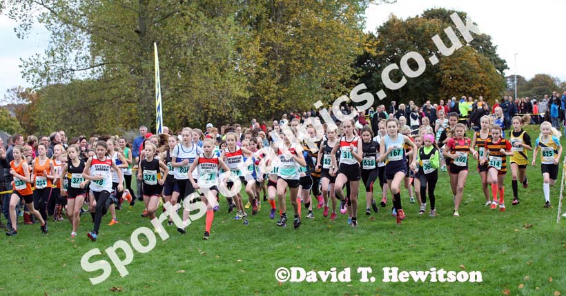 Start of the under-13 girls North East Harrier League, Blaydon. Photo: David T. Hewitson/Sports for All Pics